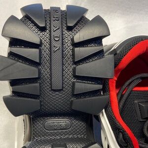 Prada Black and Red Chunky-Tread Sneakers